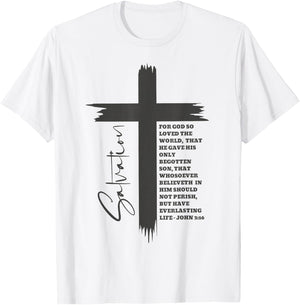 John 3:16 Christian Cross Bible T-Shirt - T-Shirt | White
