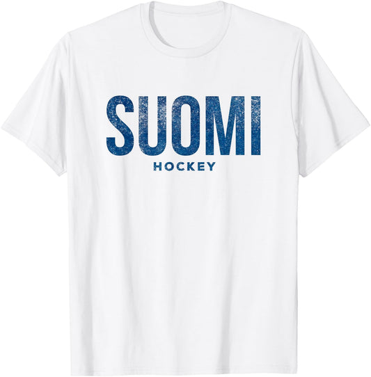 Finland Suomi Hockey Distressed Vintage Retro T Shirt T-Shirt - T-Shirt | White