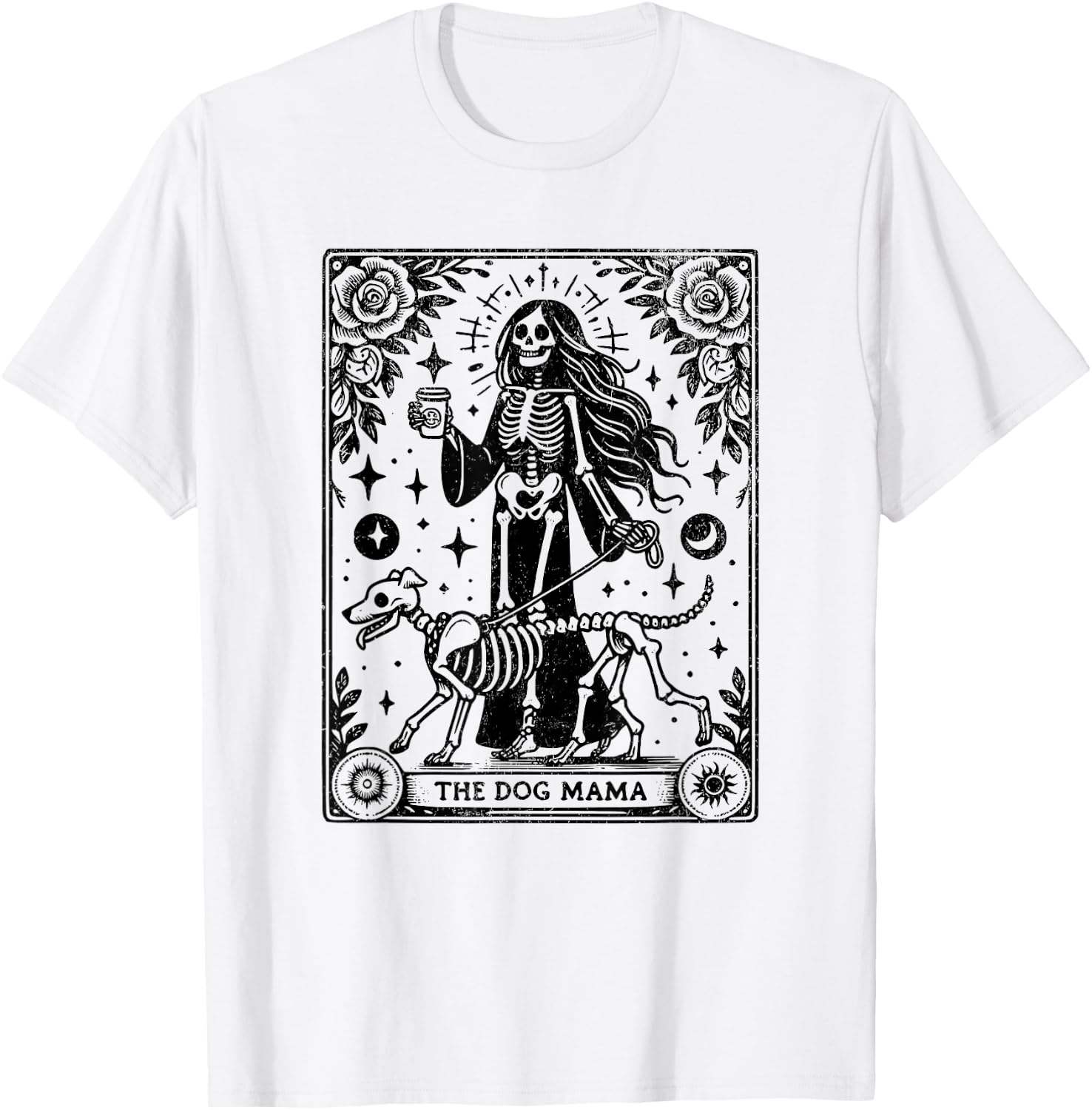 The Dog Mama Tarot Card Funny Skeleton Dog Mom Mother's Day Women T-Shirt - T-Shirt | White