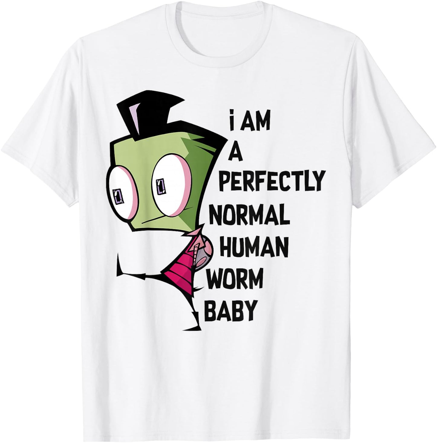 Invader Zim Perfectly Normal Human Text T-Shirt - T-Shirt | White