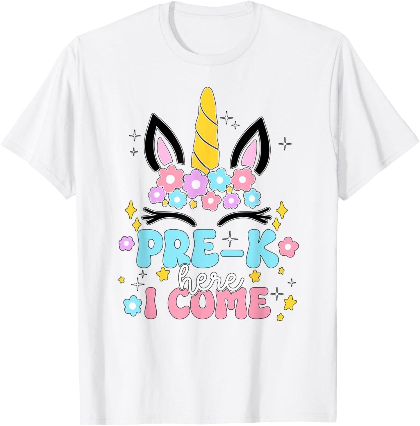 Preschool Here I Come Unicorn Girls Kids Back To School T-Shirt - T-Shirt | White