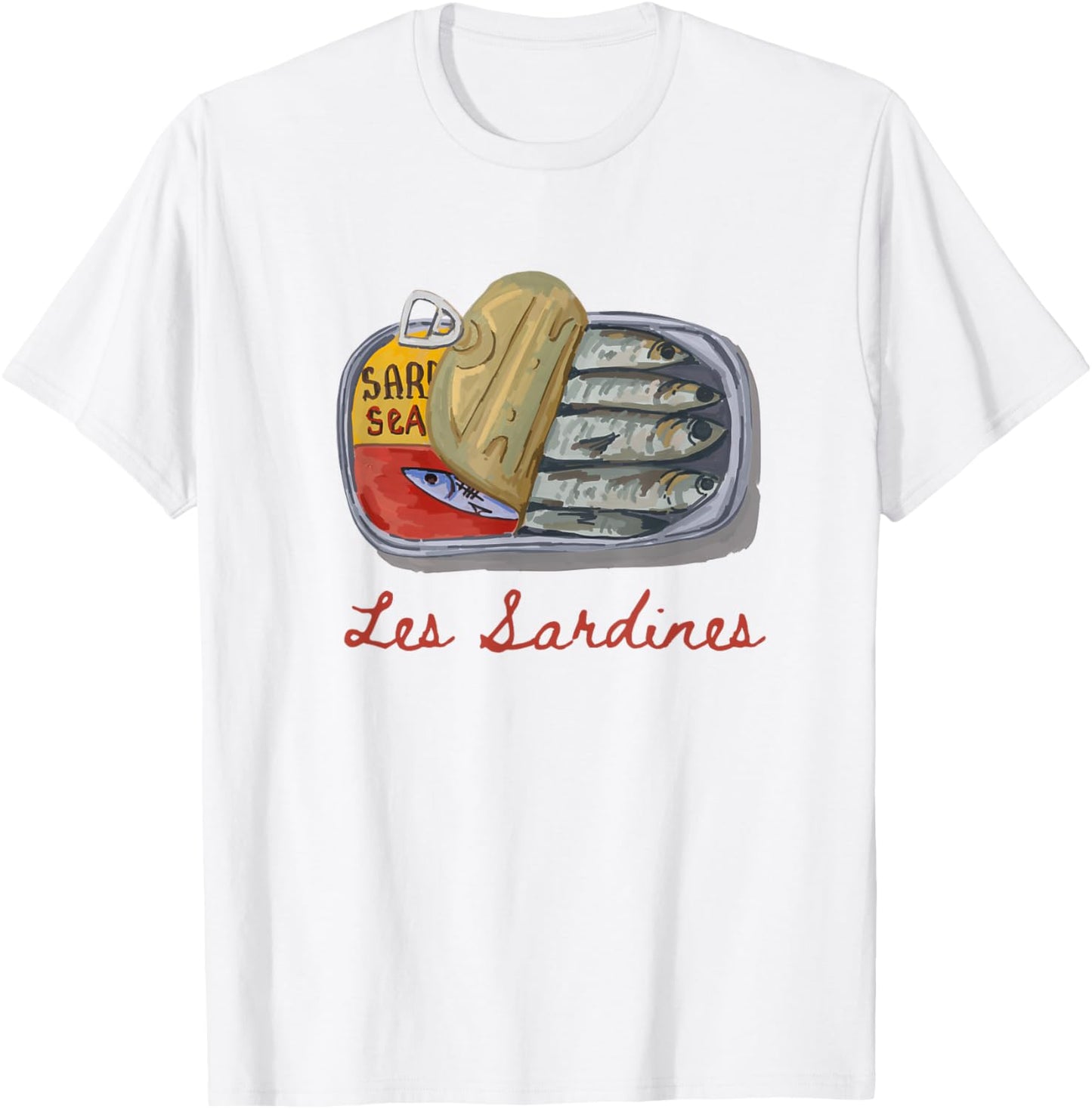 Les sardines fisherman aesthetic coastal sardine fish T-Shirt - T-Shirt | White