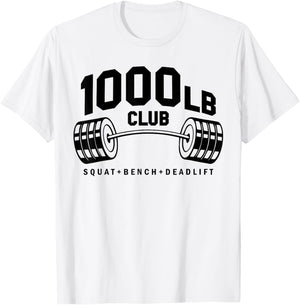 1000 LB Pounds Club Weightlifting Workout Fitness Gym T-Shirt - T-Shirt | White