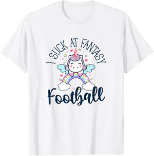 I suck at fantasy football funny unicorn fantasy league T-Shirt - T-Shirt | White