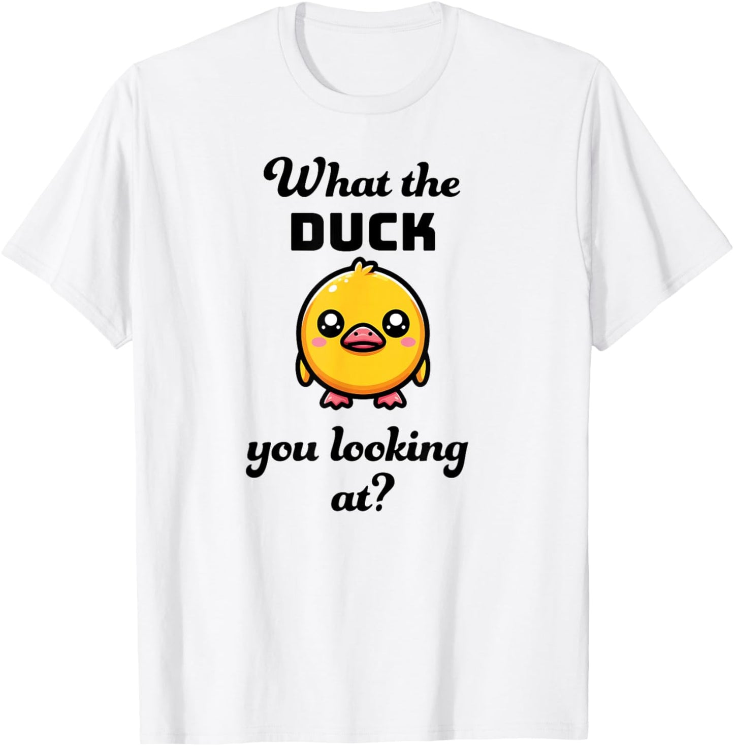 What the DUCK you looking at? Funny kawaii duck T-Shirt - T-Shirt | White