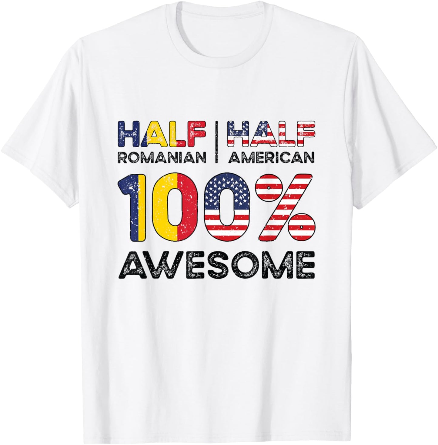 Romanian American Patriot USA Grown Romania US Flag T-Shirt - T-Shirt | White