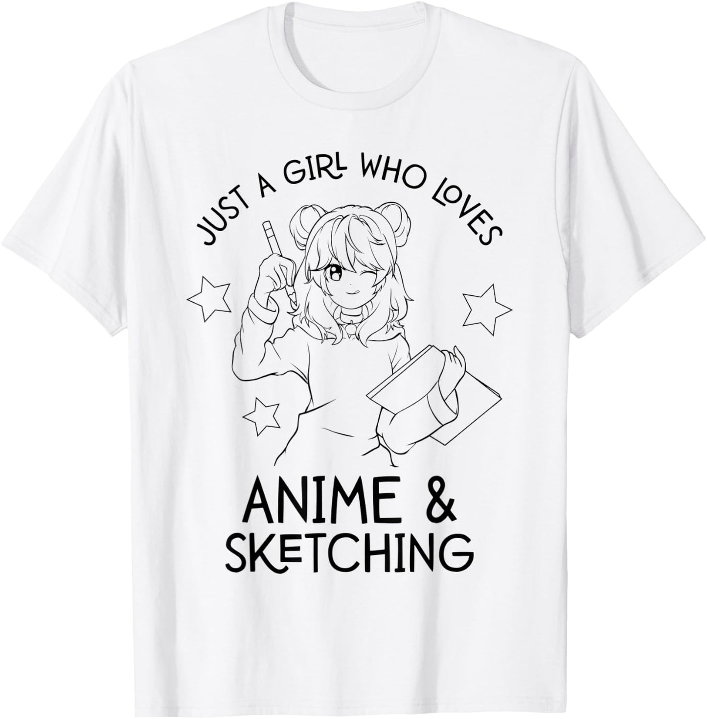 Just A Girl Who Loves Anime and Sketching Drawing Art T-Shirt - T-Shirt | White