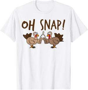 Oh Snap Turkey Day | Funny Night Of Thanksgiving Gift T-Shirt - T-Shirt | White
