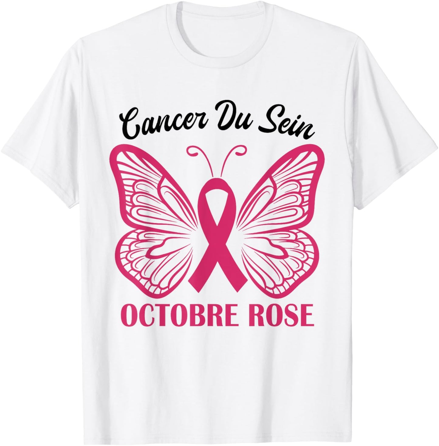 Octobre Rose Sensibilisation Au Cancer Du Sein Butterfly Pink T-Shirt - T-Shirt | White