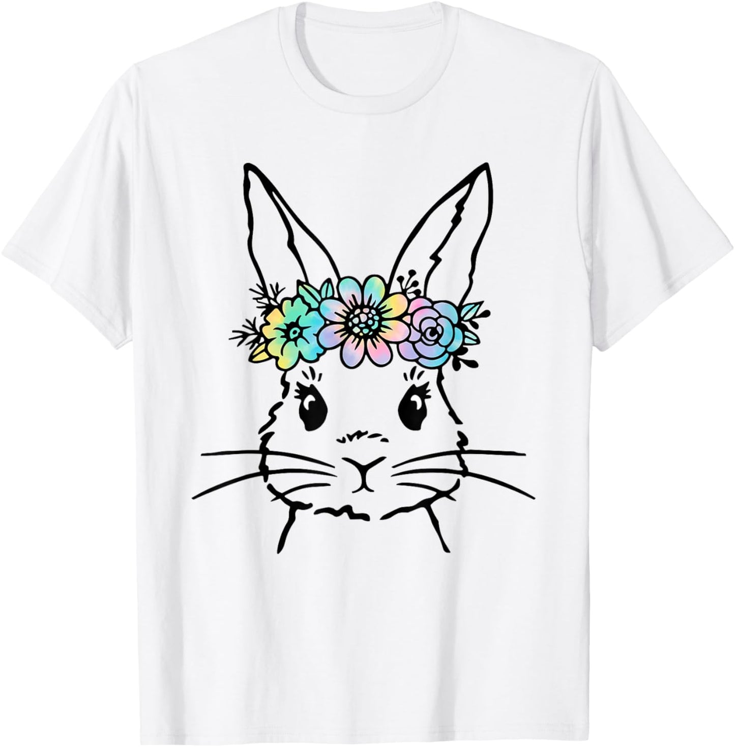 Cute Bunny Face Tie Dye Rabbit Easter Day Women Girls Kids T-Shirt - T-Shirt | White