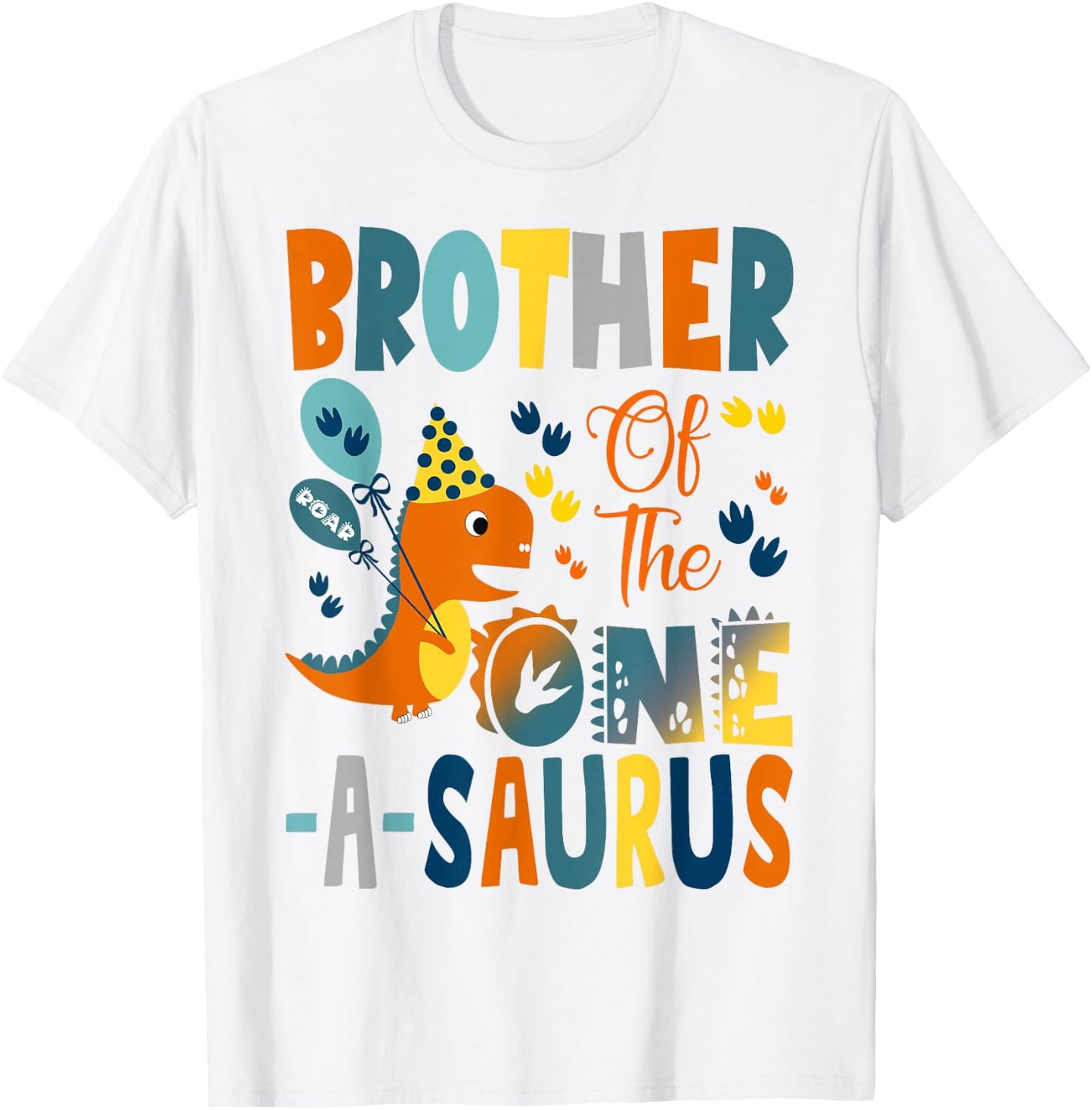 Brother of The One-A-Saurus 1st Birthday Boy Dinosaur T-Shirt - T-Shirt | White