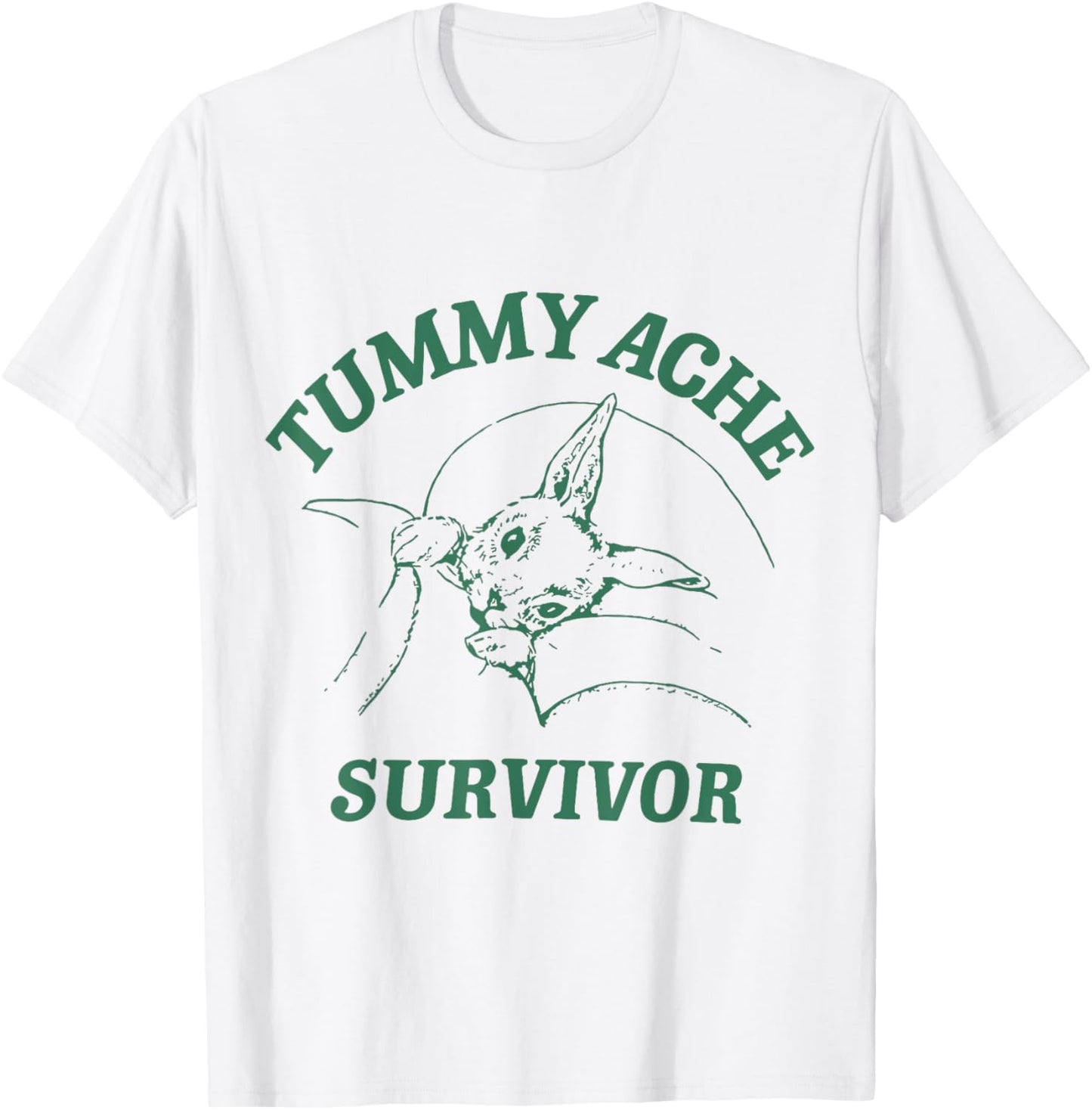 Tummy Ache Survivor Funny Rabbit Meme Bunny Lover T-Shirt - T-Shirt | White