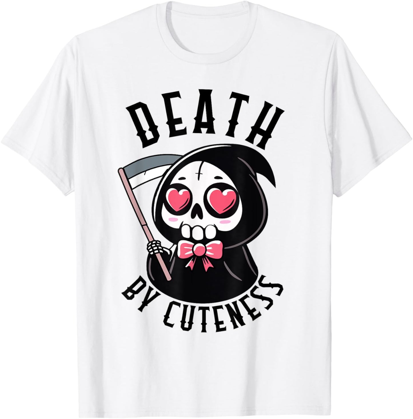 Death by Cuteness Grim Reaper Creepy Cute Pastel Goth T-Shirt - T-Shirt | White