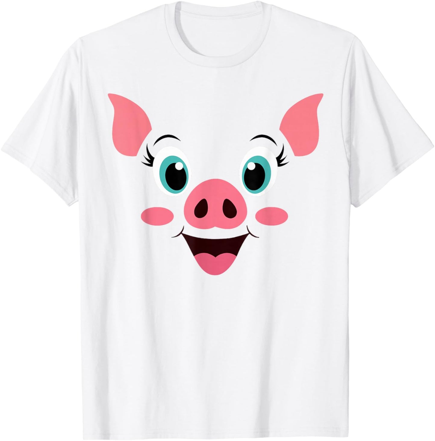 Pig Costume Cute Rubber Pig Face Halloween Men Women Kids T-Shirt - T-Shirt | White