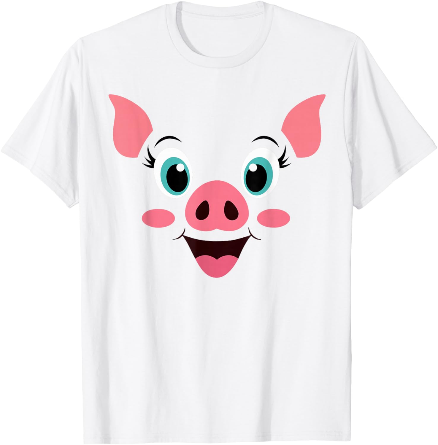Pig Costume Cute Rubber Pig Face Halloween Men Women Kids T-Shirt - T-Shirt | White