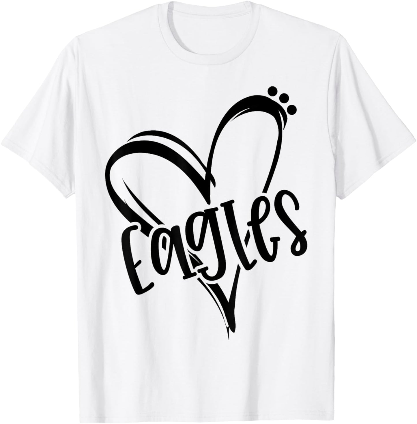 Eagles School Sports Fan Team Spirit Heart T-Shirt - T-Shirt | White