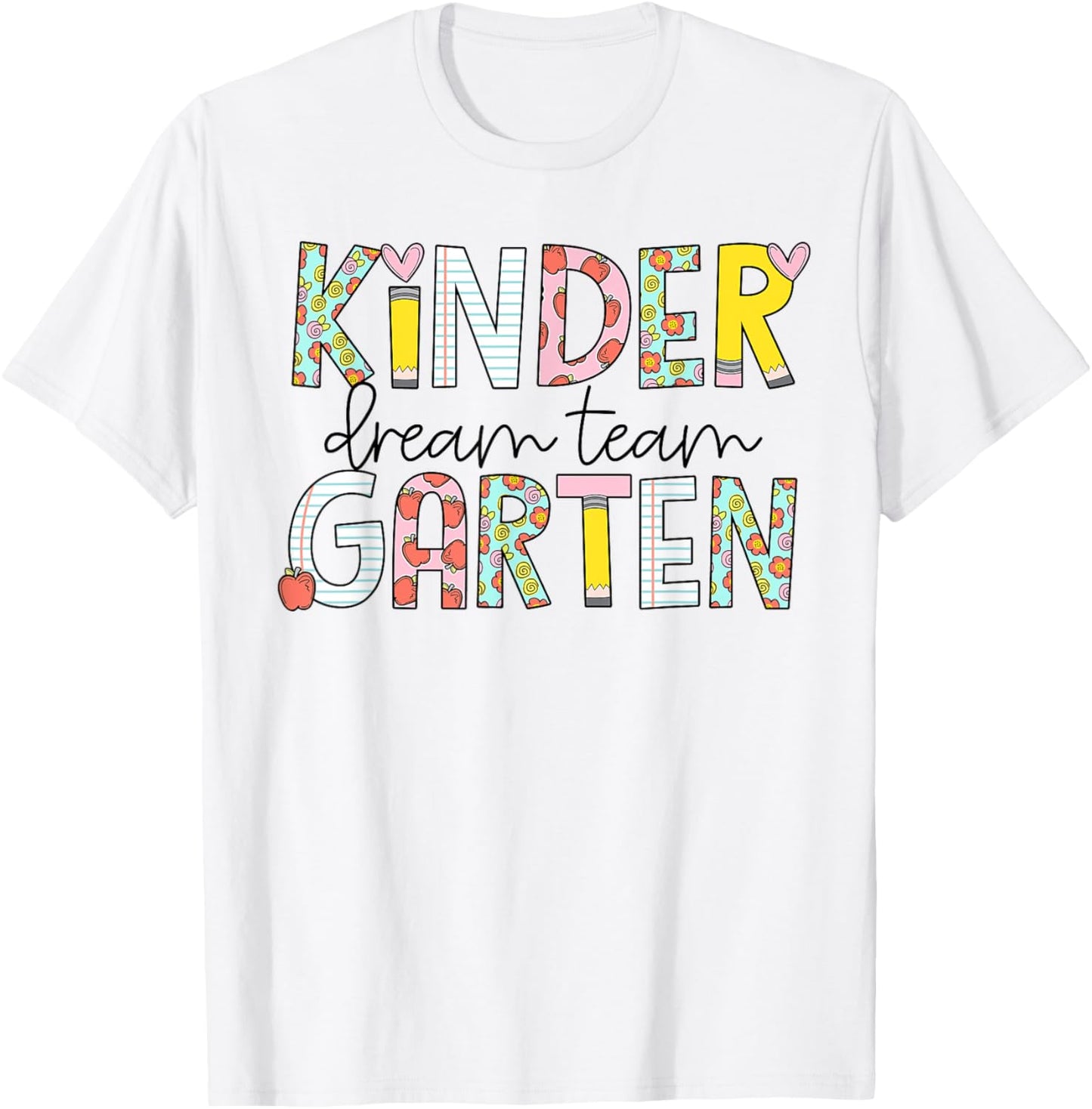 Retro Kindergarten Dream Team Groovy Teacher Back to School T-Shirt - T-Shirt | White