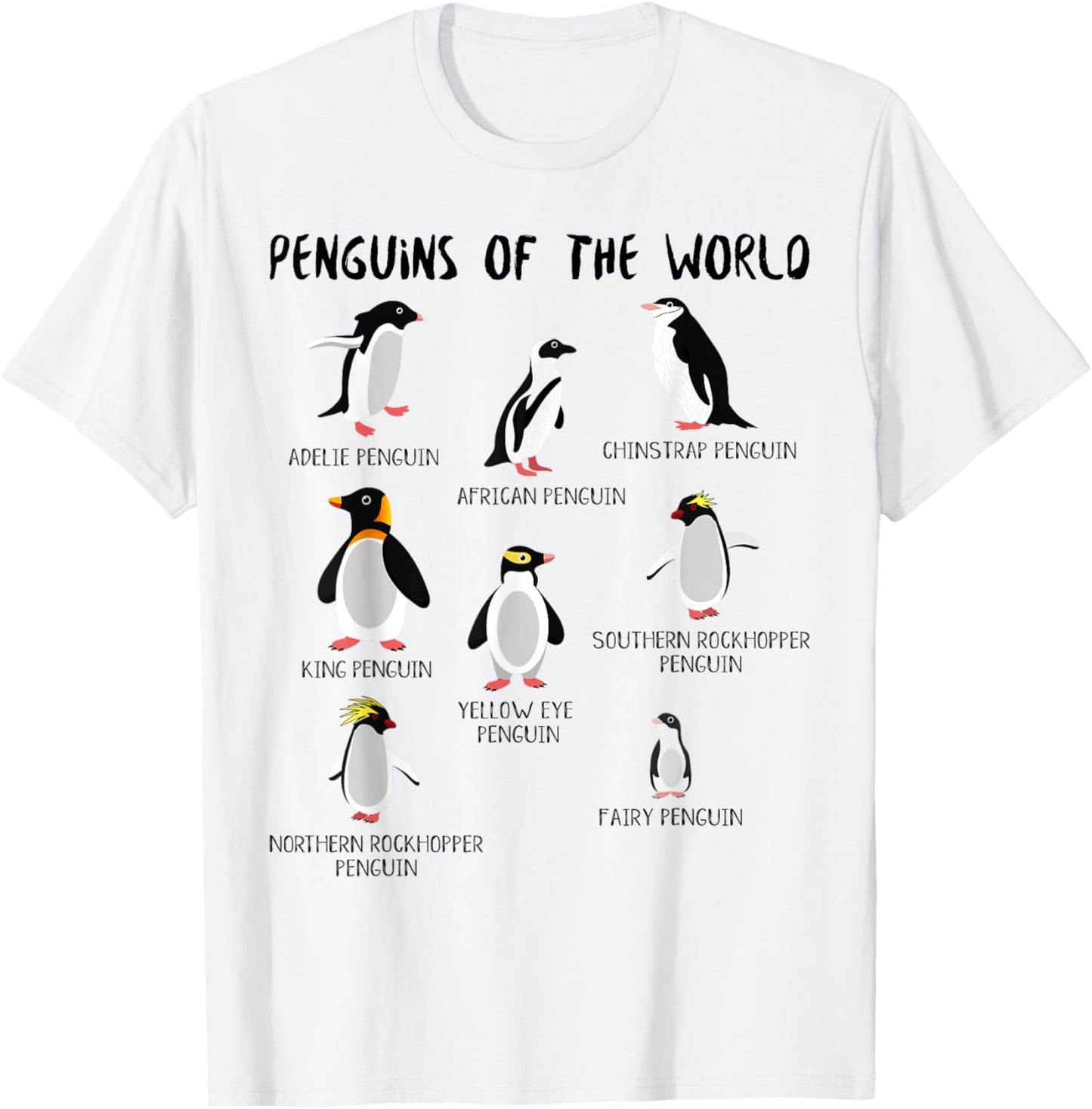 Penguin Animals Education for Kids Youth Teen Boys and Girls T-Shirt - T-Shirt | White