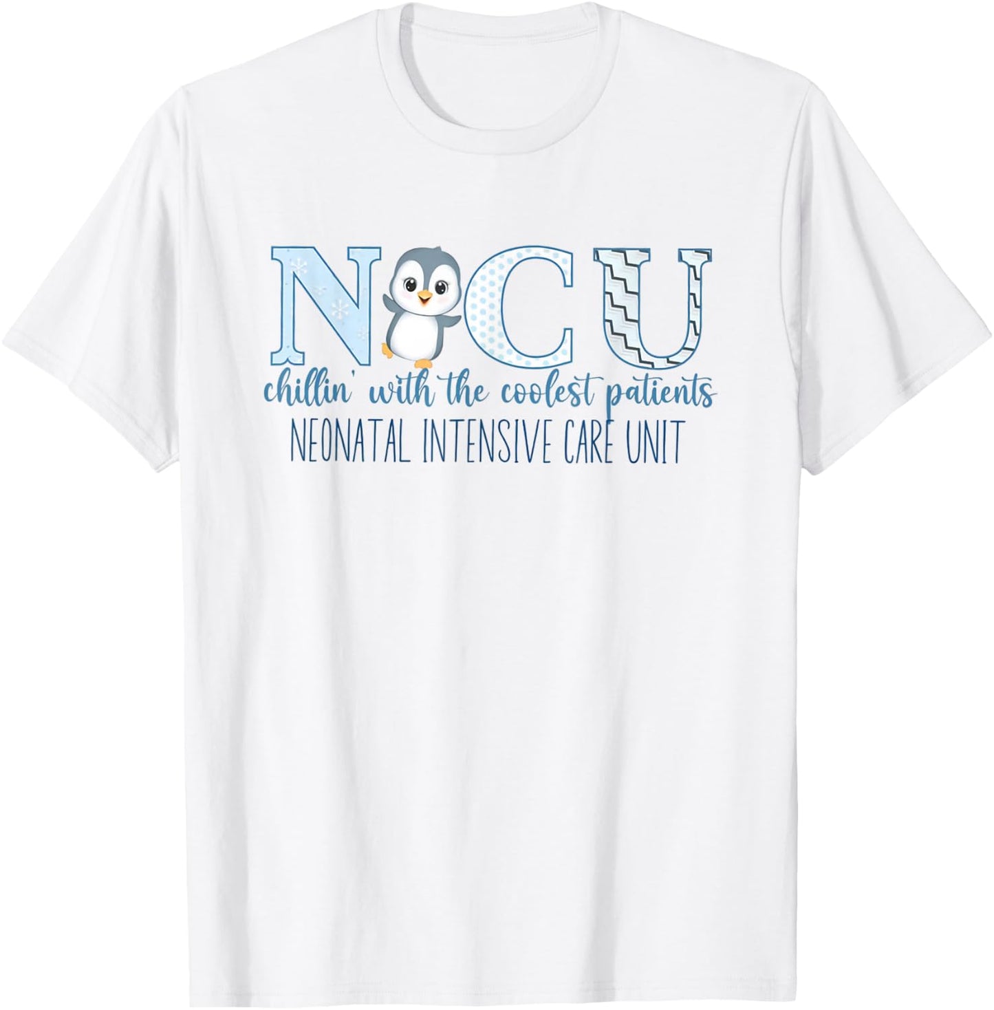 Winter NICU Nurse Cute Penguin Nurse NICU Holiday Christmas T-Shirt - T-Shirt | White