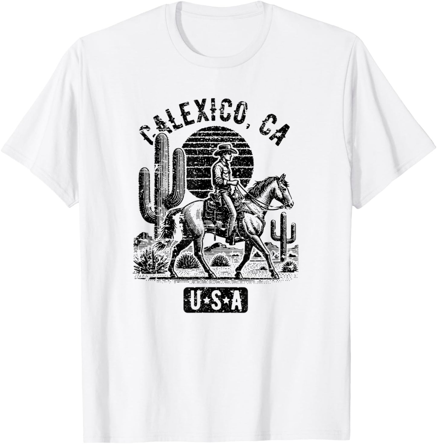 Calexico California USA Cowboy Horse Vintage Style Design T-Shirt - T-Shirt | White