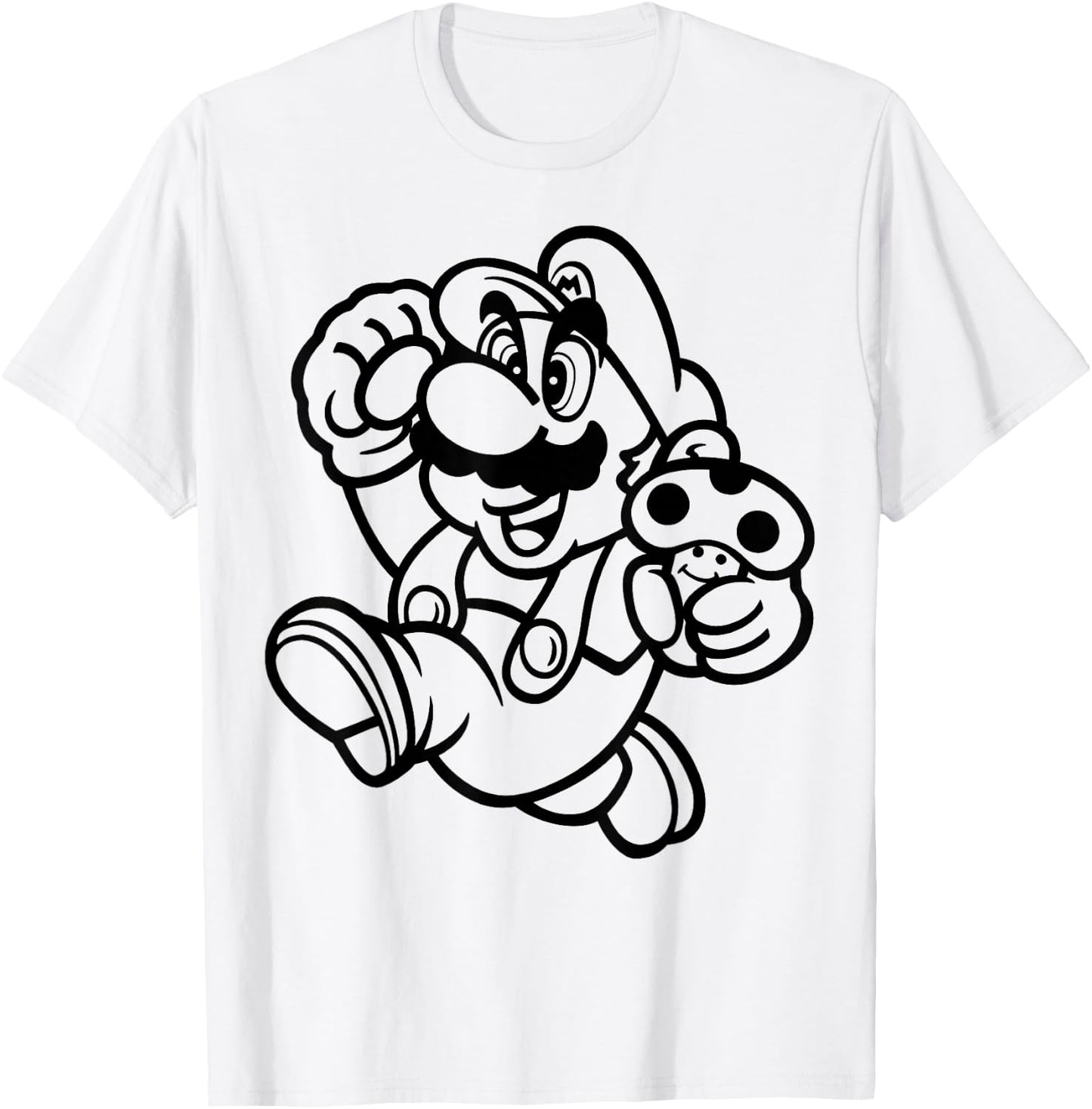 Super Mario Black & White Running Drawing T-Shirt - T-Shirt | White