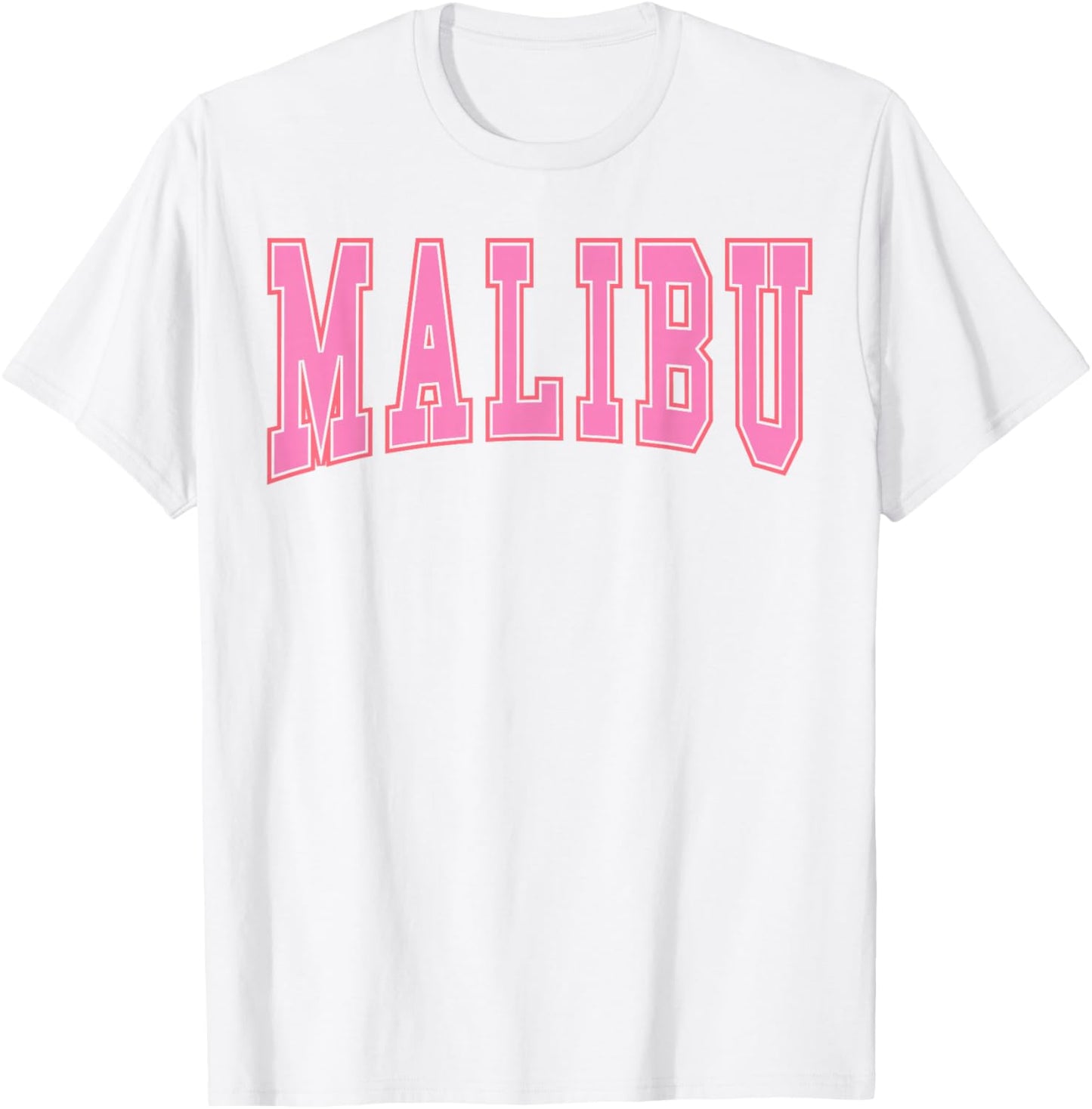 Preppy Varsity Pink Malibu California Teen Girls T-Shirt - T-Shirt | White