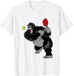 Pickleball King Dink Pickleball Gorilla T-Shirt - T-Shirt | White