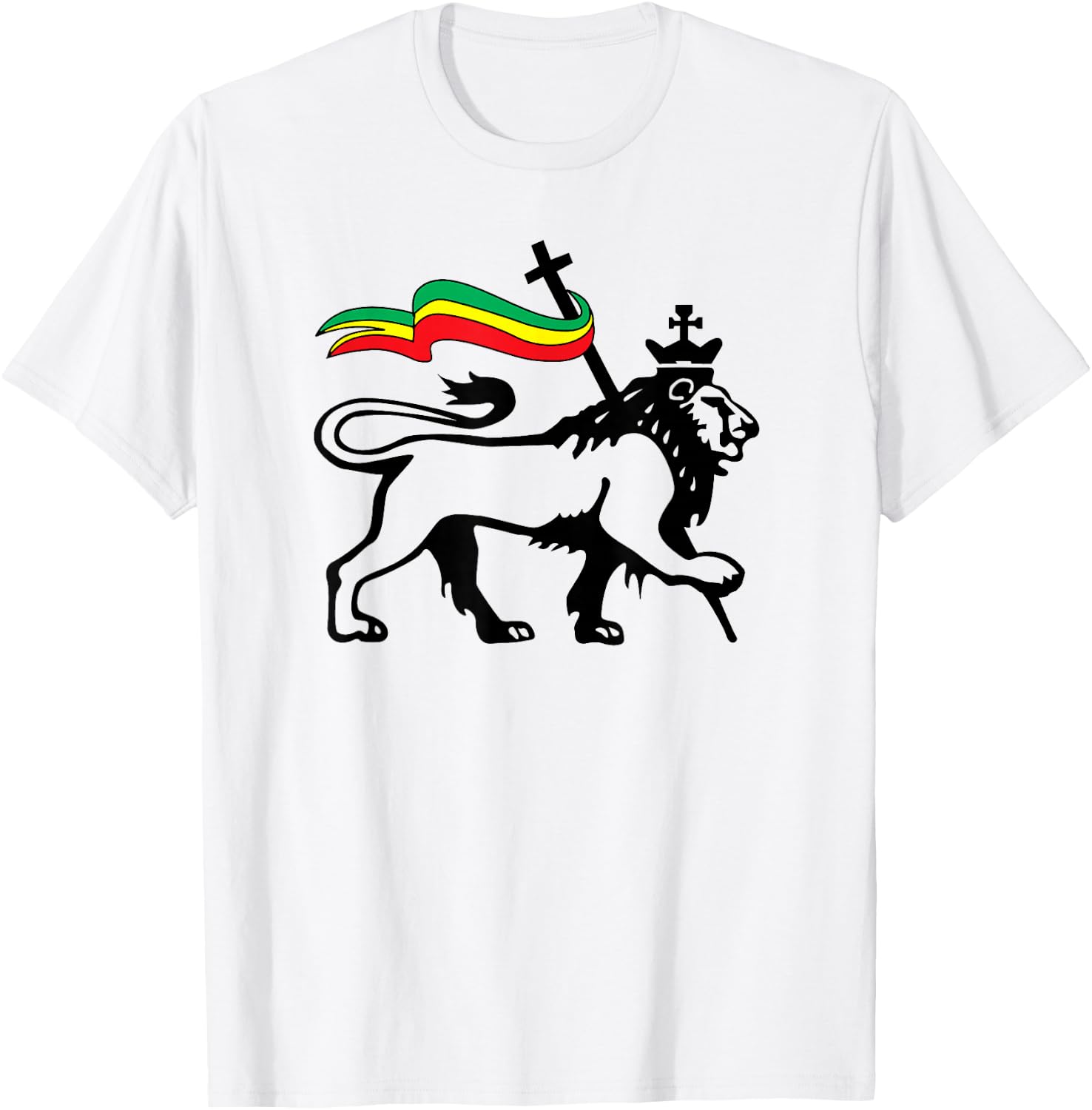 Rasta Lion of Judah Rastafarian Reggae Lion and Christian T-Shirt - T-Shirt | White