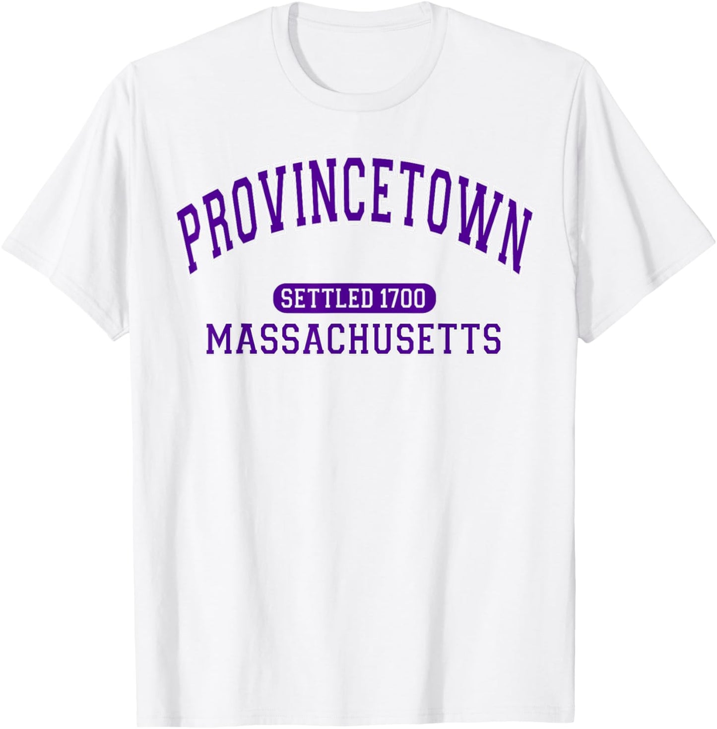 Provincetown Massachusetts Settled 1700 Retro Arched Purple T-Shirt - T-Shirt | White