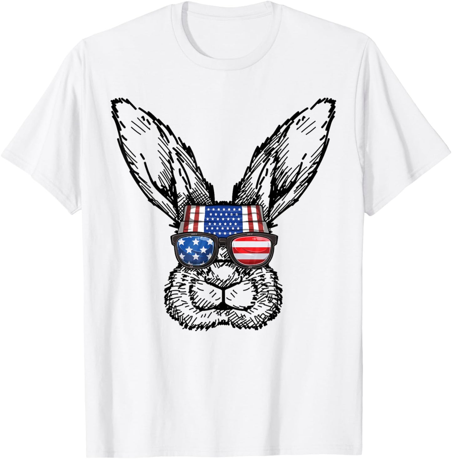 Patriotic Bunny American Flag USA Funny 4th Of July Rabbit T-Shirt - T-Shirt | White