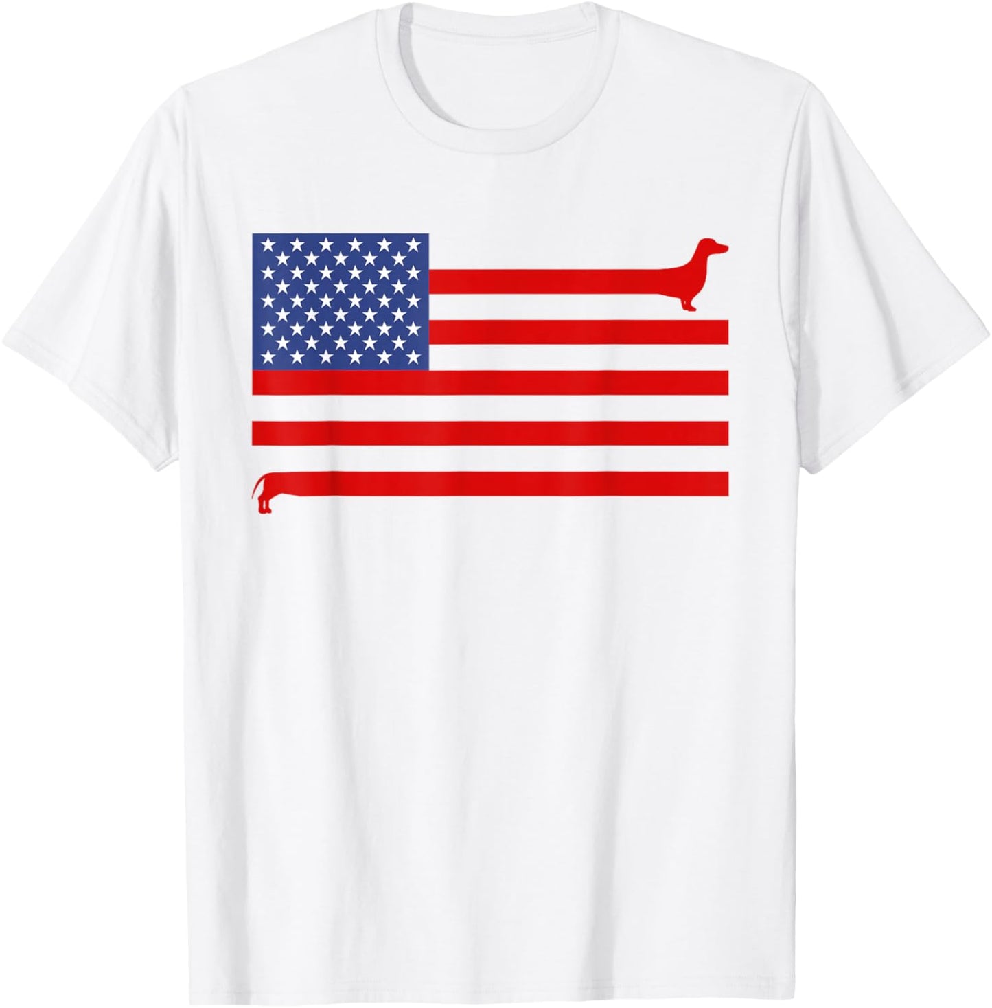 Funny Dachshund USA Flag 4th of July Patriotic Doxie Lover T-Shirt - T-Shirt | White