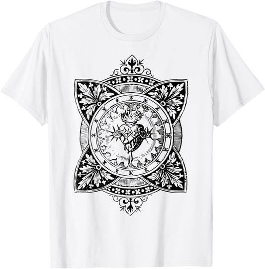 Vintage Sacred Heart of Jesus Symbol Traditional Catholic T-Shirt - T-Shirt | White