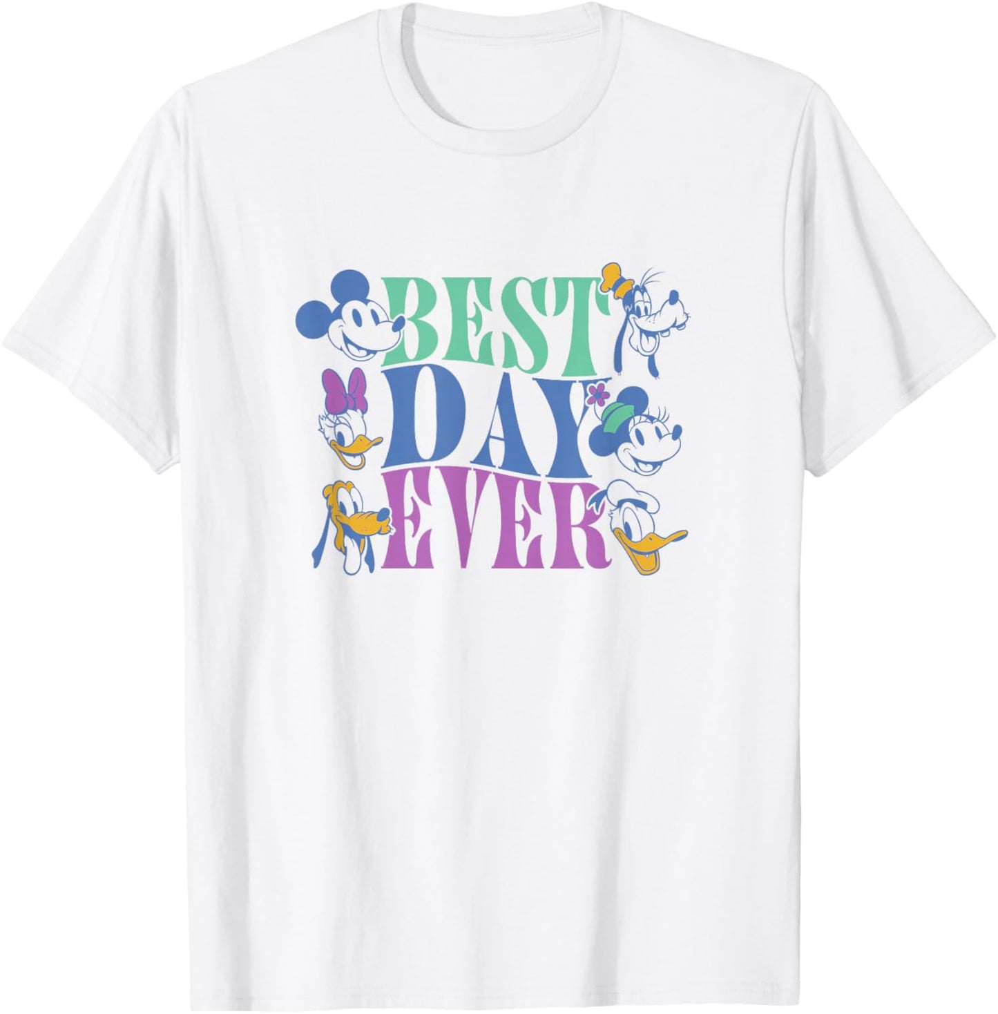 Disney Mickey and Friends Best Day Ever Vintage T-Shirt - T-Shirt | White
