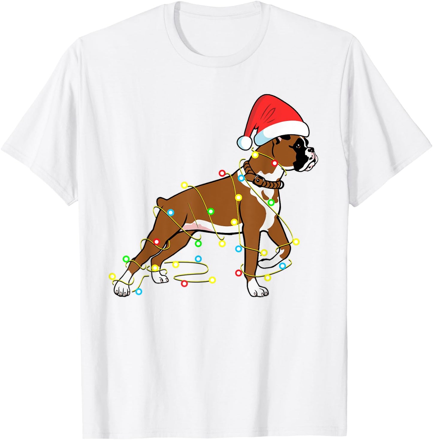 Christmas Lights Boxer Dog Lover Funny Gift Women Kids T-Shirt - T-Shirt | White