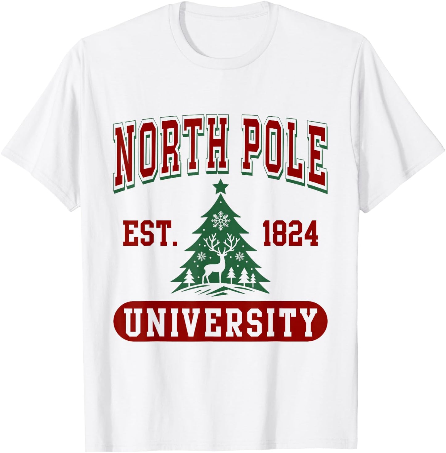 North Pole University Funny Christmas T-Shirt - T-Shirt | White