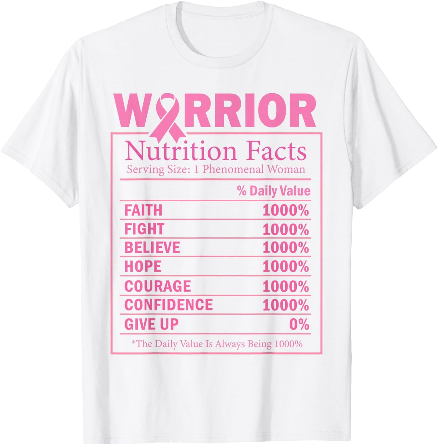Warrior Nutrition Facts Breast Cancer Awareness T-Shirt - T-Shirt | White