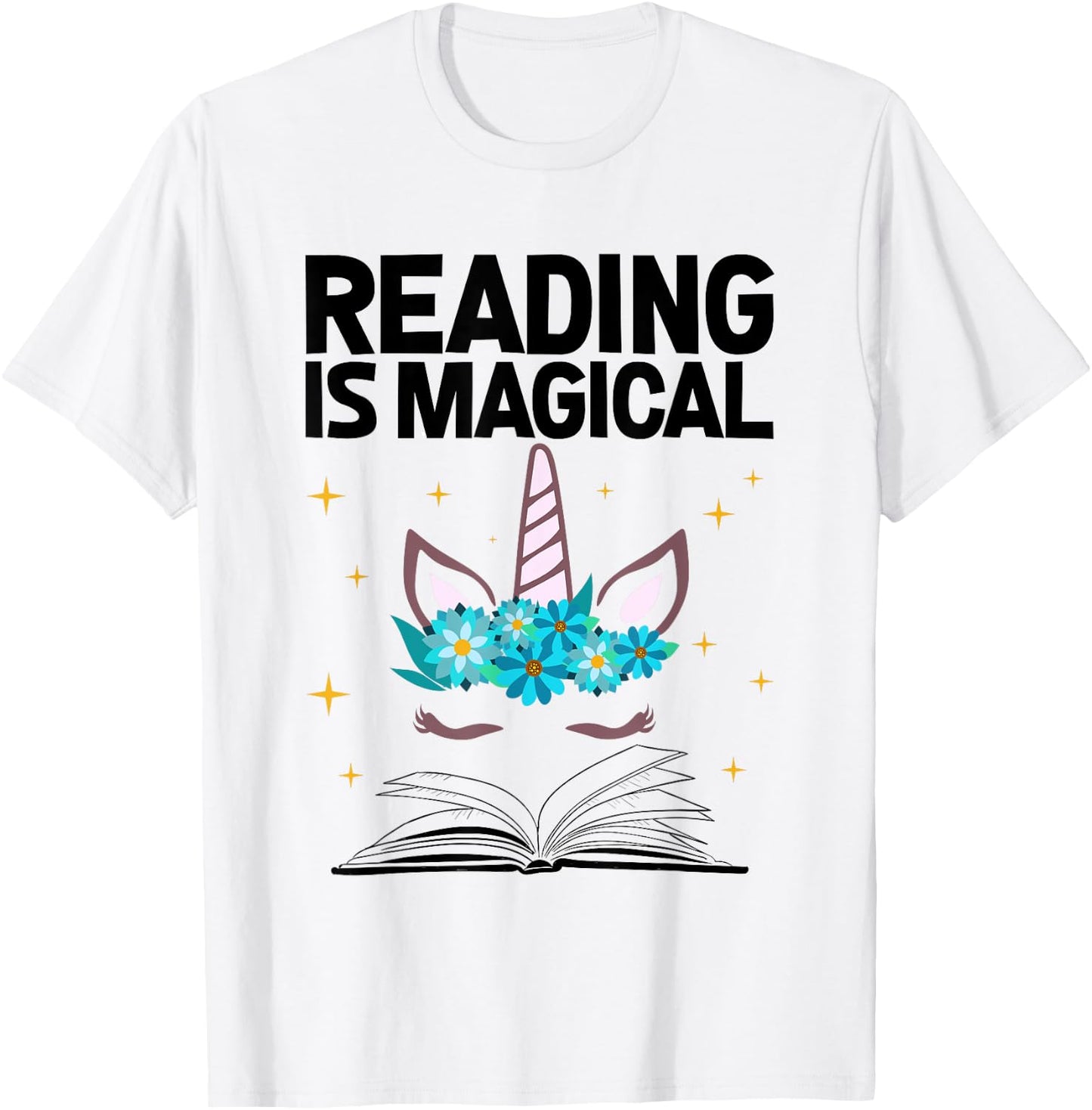 Reading Is Magical Unicorn Book Lover Shirts Gift T-Shirt - T-Shirt | White