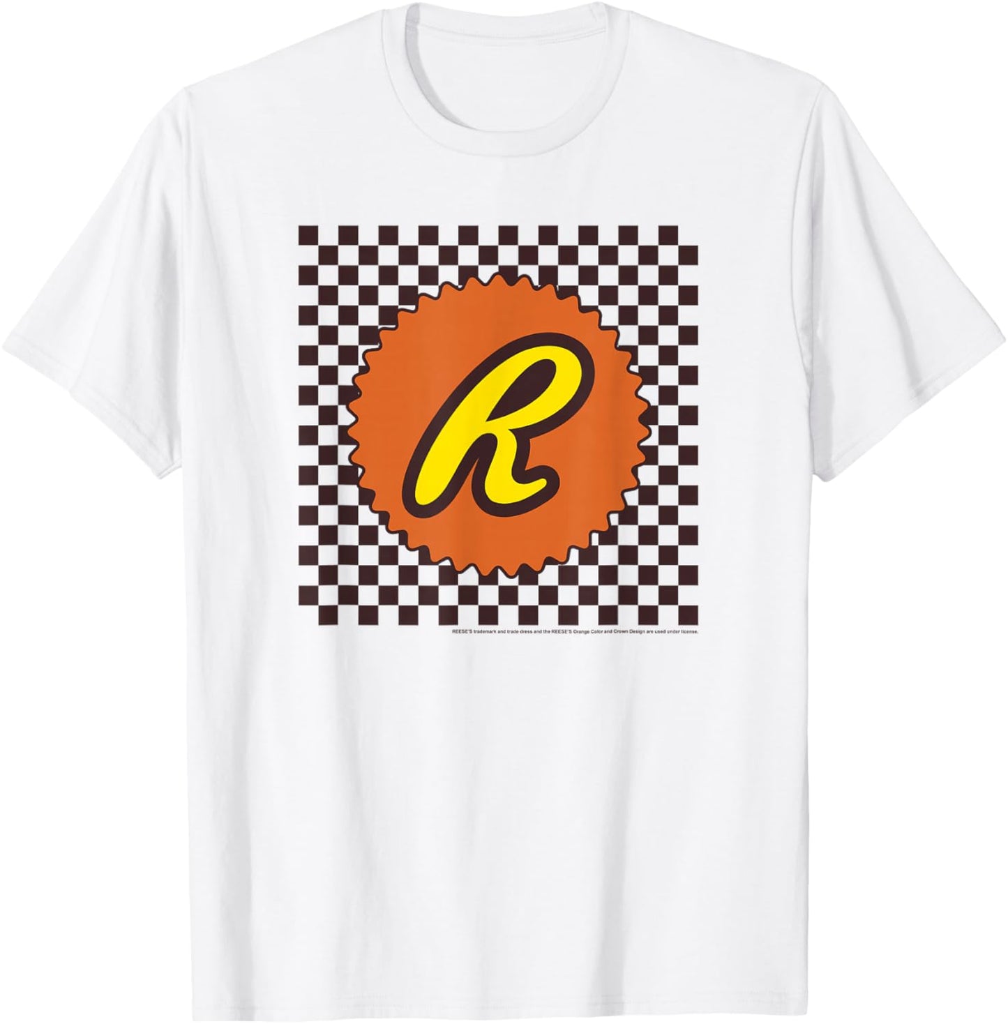 Reese's Peanut Butter Cups Checkered Background Logo T-Shirt - T-Shirt | White