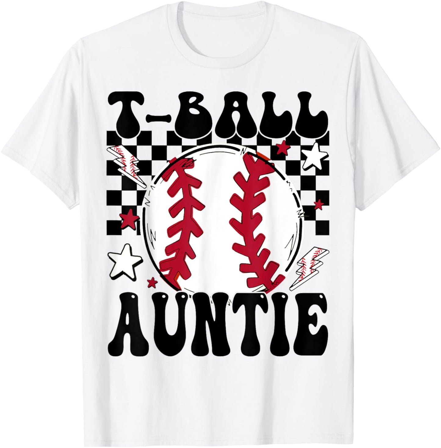 T-Ball Auntie Proud Ball Auntie Groovy Family Matching T-Shirt - T-Shirt | White