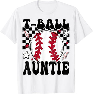 T-Ball Auntie Proud Ball Auntie Groovy Family Matching T-Shirt - T-Shirt | White