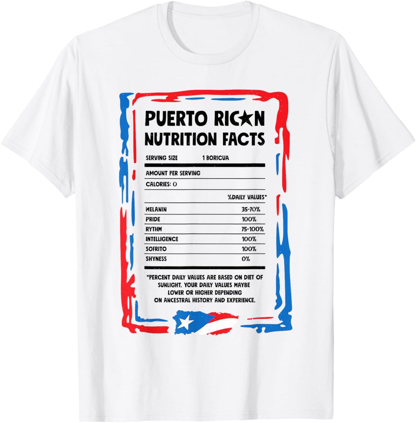 Puerto Rican Nutrition Facts Puerto Rico Flag Hispanic Women T-Shirt - T-Shirt | White