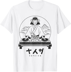 Japanese DJ Music Lover Samurai Japan Art Men Women T-Shirt - T-Shirt | White
