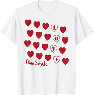 Ohio State Buckeyes Valentine Love Gray Officially Licensed T-Shirt - T-Shirt | White