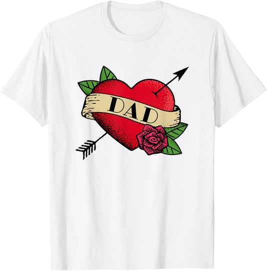 Heart Dad Tattoo T-Shirt - T-Shirt | White