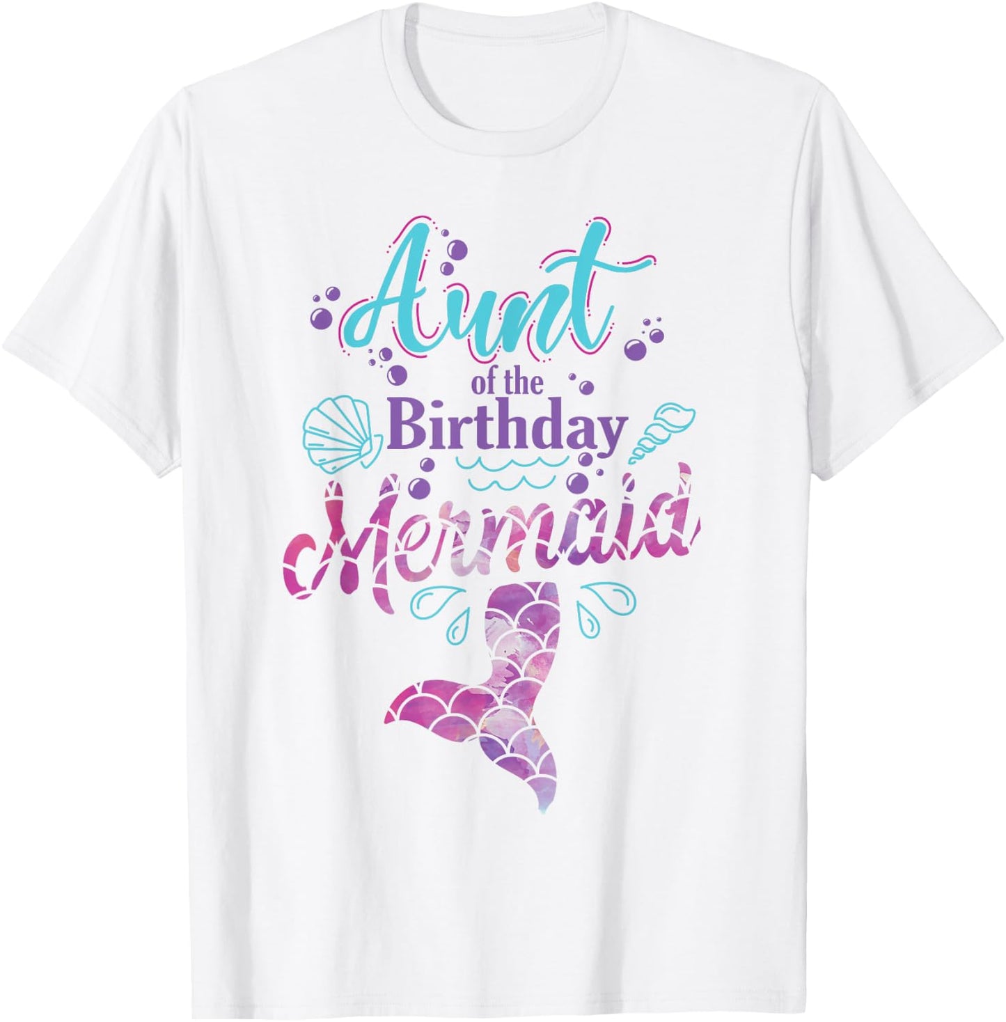 Aunt Of The Birthday Mermaid Birthday Party Mermaid Aunt T-Shirt - T-Shirt | White