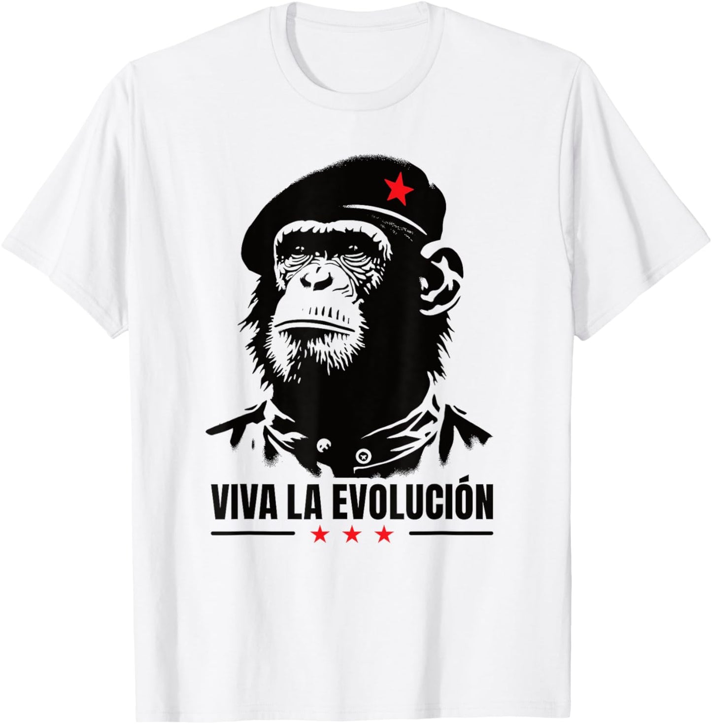 Viva La Evolucion Chimpanzee Revolutionary Monkey Funny T-Shirt - T-Shirt | White