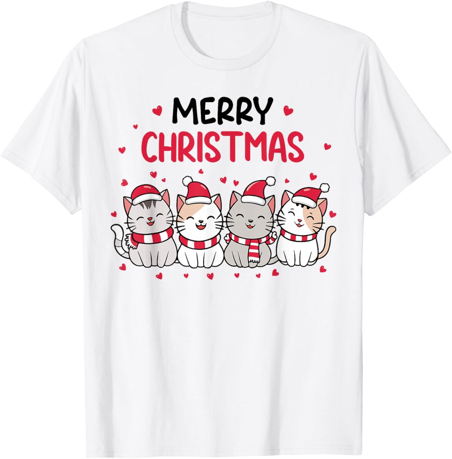 Merry Catmas Merry Christmas Tree Cat Lover Cat Mom Cat Dad T-Shirt - T-Shirt | White