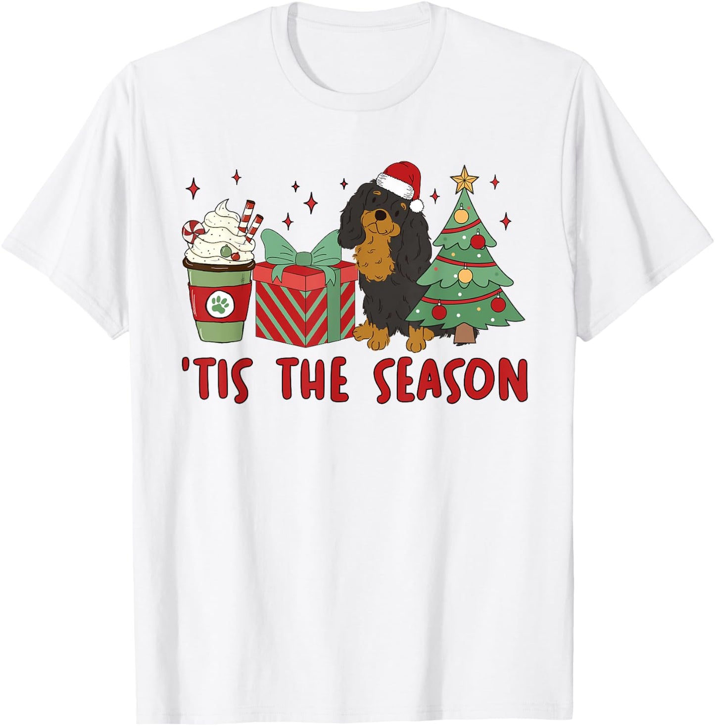 Cavalier King Charles Spaniel Christmas Tis The Season Dog T-Shirt - T-Shirt | White