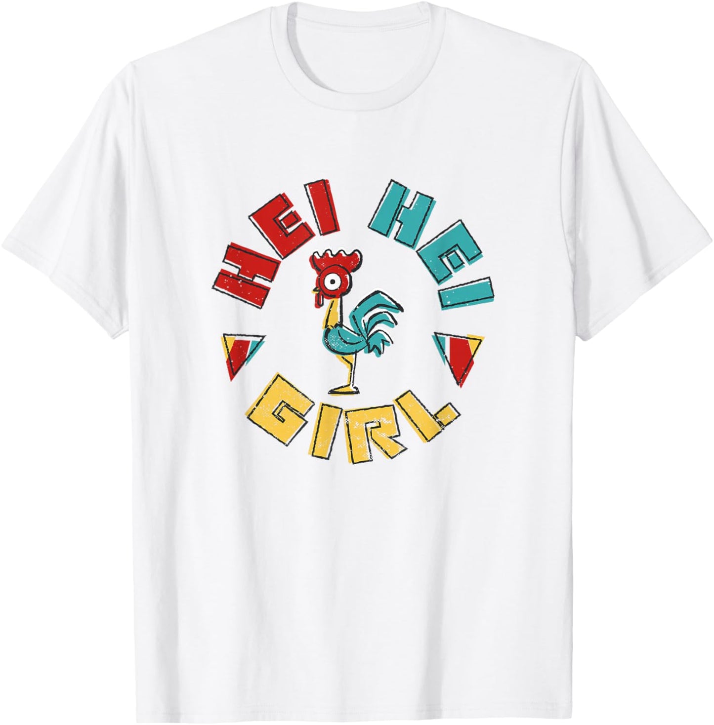 Disney Moana Hei Hei Girl Colorful Frame Big Chest Portrait T-Shirt - T-Shirt | White