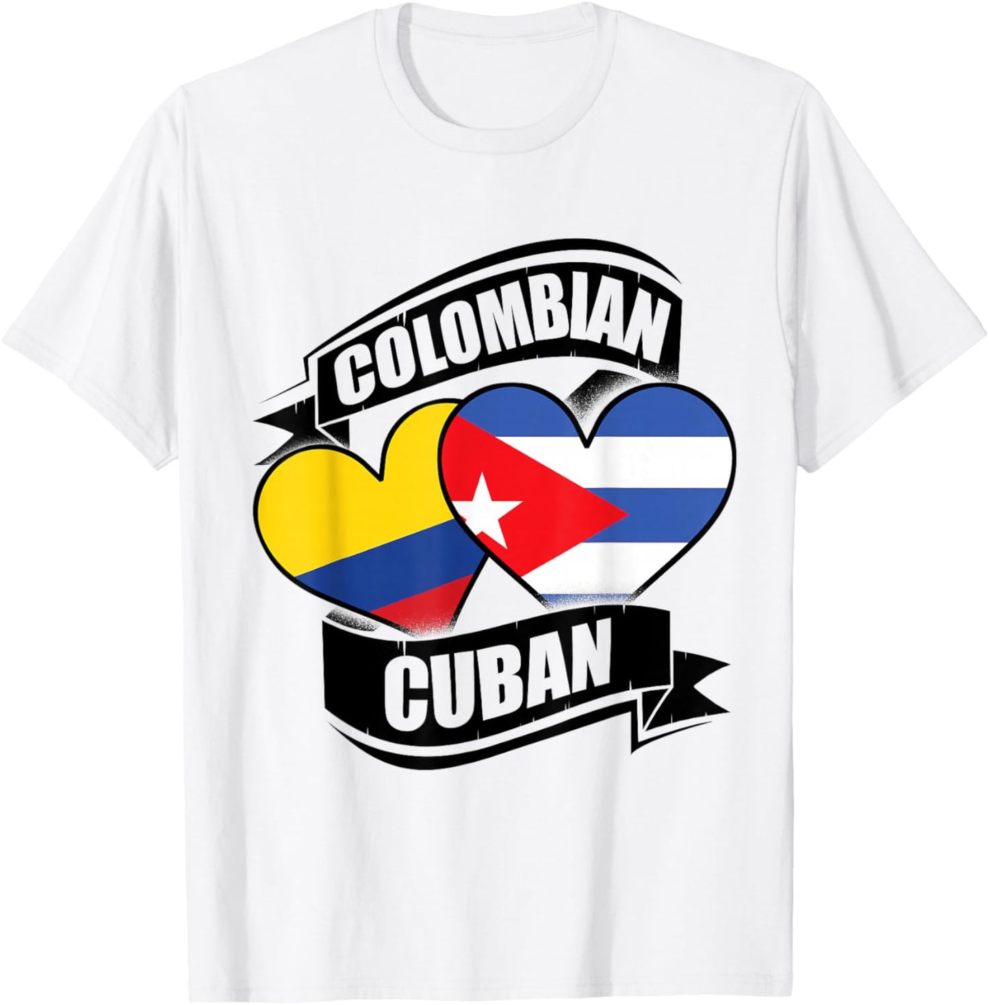 Colombian Cuban Hearts Colombia Cuba Flags T-Shirt - T-Shirt | White
